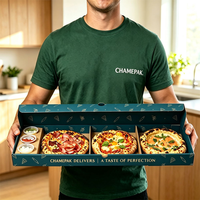 Boîte à pizza personnalisée à 3 compartiments, emballage en carton alimentaire pour mini-pizzas, boîte à emporter écologique