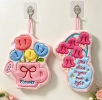 Tulpen-Handtuch - Wandhängendes Korallenfaser-Blumentuch mit Wasserabsorbierendem Kreativem und Niedlichem Design zum Händewischen