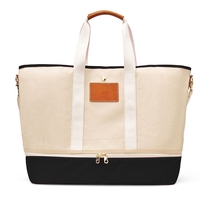 Sac de voyage de grande capacité pour usage quotidien, sac de week-end de qualité supérieure, sac fourre-tout en toile pour femmes, avec compartiment pour chaussures, vente en gros BSCI