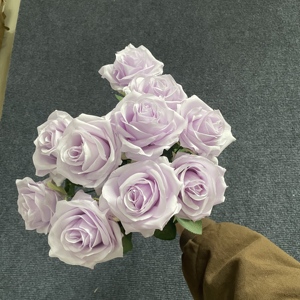 Ramo de Rosas Artificiales Multicolor Plateado y Dorado de 10 Cabezas, <span class=keywords><strong>Flor</strong></span> de Tela de Seda para Decoración de Bodas, Festivales y Hogar - Product Image 4