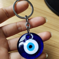 Porte-clés et pendentifs œil turc bleu, amulette porte-bonheur en verre et métal pour la création d'ornements suspendus