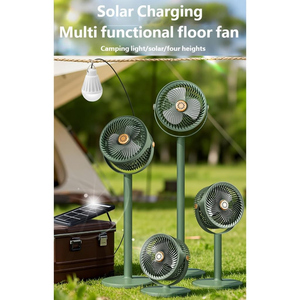 Ventilateur de circulation au sol solaire en gros, rechargeable par USB, à haut débit d'air, 3-en-1, réglable, pour camping en extérieur - Product Image 3