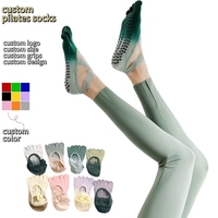 Chaussettes de yoga Chaussettes à cinq doigts Enduit adhésif Anti-dérapant Invisible Pilates Chaussettes d'exercice