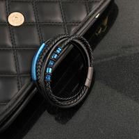 Pulsera de Cuero Personalizada con Barra de Identificación en Acero Inoxidable para Hombre