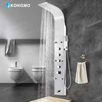 Tour de panneau de douche à cascade thermostatique en acier inoxydable 6016 robinets sur pied avec motif de pulvérisation de pluie