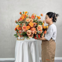 Centros de Mesa Modernos de Alta Calidad para Bodas, Decoraciones de Mesa, Bolas de Flores de Seda Color Naranja Quemado
