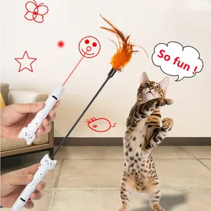 Juguete interactivo para perros gatos recarga Usb nuevo diseño forma más patrón gato láser juguete teaser varita para gatos - Product Image 3