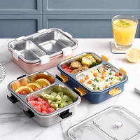 Icen B55 Lunchbox Tragbare Einlagige Thermische Bento-Box 304 Edelstahl Kinder 4-Fächer Blau Büro Erhitzbar
