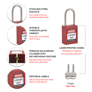 Cadenas <span class=keywords><strong>de</strong></span> câble Elecpopular, cylindres <span class=keywords><strong>de</strong></span> sécurité à clé maîtresse, qualité industrielle avec codage laser et étiquettes suspendues - Product Image 5