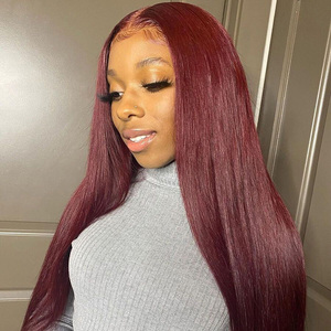 Parrucche capelli umani anteriori <span class=keywords><strong>in</strong></span> pizzo 13x4 rosso dritto bordeaux 13x6 Hd parrucca frontale <span class=keywords><strong>in</strong></span> pizzo da donna 99j 250 colorato ad alta densità - Product Image 3