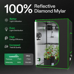 Tente de culture hydroponique intérieure sur mesure 90*90*180cm, 600D 1680D, réfléchissante, avec support - Product Image 2