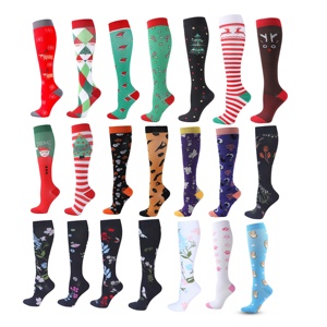 Chaussettes de compression à faible MOQ en stock, 200 modèles, emballage personnalisé OEM, logo de marque privée, chaussettes de compression hautes pour grossistes - Product Image 1