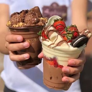 Gobelets en plastique transparents écologiques personnalisés en PET de 90 mm, imprimés en sérigraphie, forme plate, pour boissons froides, café, milkshake, boba - Product Image 6