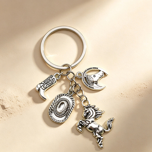 Custom Zinc Alloy Western Cowboy Keychain <b>Engraved</b> Logo Vintage Cowboy Hat Boot Metal <b>Key</b> <b>Ring</b> Souvenir Gift - Product Image 3