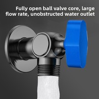 Robinet d'angle fileté tout cuivre à haut débit pour chauffe-eau domestique, mitigeur eau chaude et froide, robinet triangulaire à cartouche sphérique