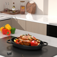Rôtissoire à dinde en aluminium de qualité supérieure avec poignées étendues en métal antiadhésif sans PTFE et PFOA compatibles avec la cuisinière à induction