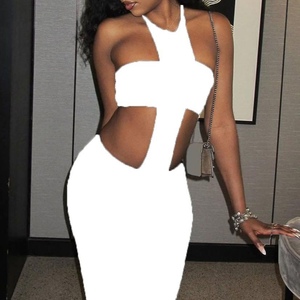 Combinaison moulante sexy pour femme, sans bretelles, dos nu, style halter, tendance - Product Image 5