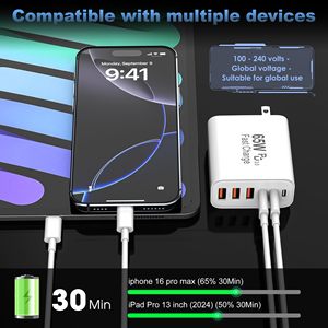 <span class=keywords><strong>Cargador</strong></span> USB C HYTO de 65W con 6 puertos USBC, <span class=keywords><strong>cargador</strong></span> de pared para <span class=keywords><strong>iPhone</strong></span> con carga rápida, enchufe de alimentación multipuerto tipo C PD+QC - Product Image 3