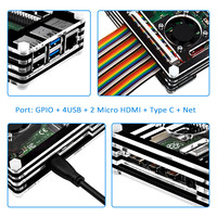 Funda acrílica de 9 capas para Raspberry Pi 4, carcasa transparente con ventilador de refrigeración, cubierta protectora para Raspberry Pi 4 Modelo B