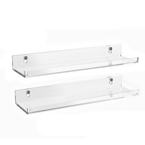 Custom Made Clear <strong>Wall</strong> Shelf Acrylic <strong>Display</strong> Shelving <strong>Unit</strong> with Open Shelf Ends - Product Image 2