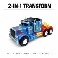 Camion robot semi-remorque en plastique durable et non toxique, déformable, avec tuyaux d'échappement et moteur doré, cadeau éducatif pour enfants de 2 à 4 ans