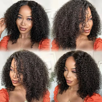 Cheveux vierges de 10 pouces pour perruques à découper, cheveux humains bouclés, dentelle complète HD, couleur naturelle pour femmes noires