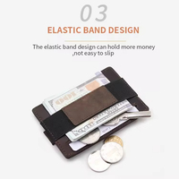Portefeuille fin pour cartes de crédit avec poche avant pour hommes, blocage RFID, en cuir Crazy Horse, étui mince pour cartes, avec sangle de traction, fabrication OEM