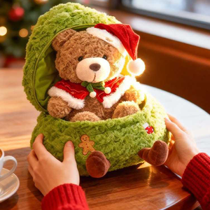 Peluches en gros à prix abordable, ours de Noël anti-stress, jouets en peluche doux et mignons en forme de dessin animé, jouets pour machine à griffes pour filles - Product Image 1