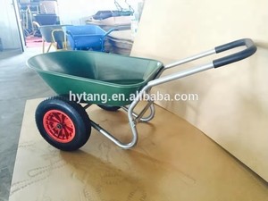 Pneumatic Wheel <strong>Plastic</strong> &amp; Metal Heavy Duty Garden Wheelbarrow with Easy Assembly for Farm and Construction Use - Product Image 5