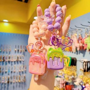 New Arrival Acrylic Ice Cream Keychain Cute Candy Colored Bead <b>Keyring</b> Bag Hanging Pendant Accessories Keychain Gifts - Product Image 4