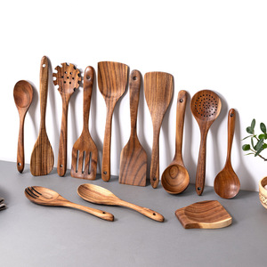 Hot Sale Food Grade Teak <b>Wood</b> <b>Utensil</b> Set Premium Quality Kitchen <b>Utensils</b> - Product Image 1