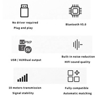 Receptor Bluetooth BT5.3 con Salida USB, Adaptador de Audio para Auto con Micrófono, Adaptador Receptor Bluetooth Aux para Llamadas