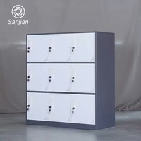Sanjian gris blanc couleur 9 portes vente chaude faible hauteur métal acier matériel organisateur chaussures ou vêtements casier de rangement