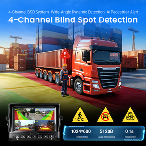 Sistema DVR VD de Alta Resistencia con Alerta de IA BSD para Peatones y Vehículos, Pantalla Dividida de 7 Pulgadas y 4 Canales, Estacionamiento, 1080P NTSC/PAL, Impermeable, Visión Nocturna - Product Image 2
