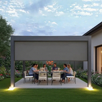 Système de pare-soleil de toit motorisé pour pergola-Auvent rétractable coupe-vent avec télécommande