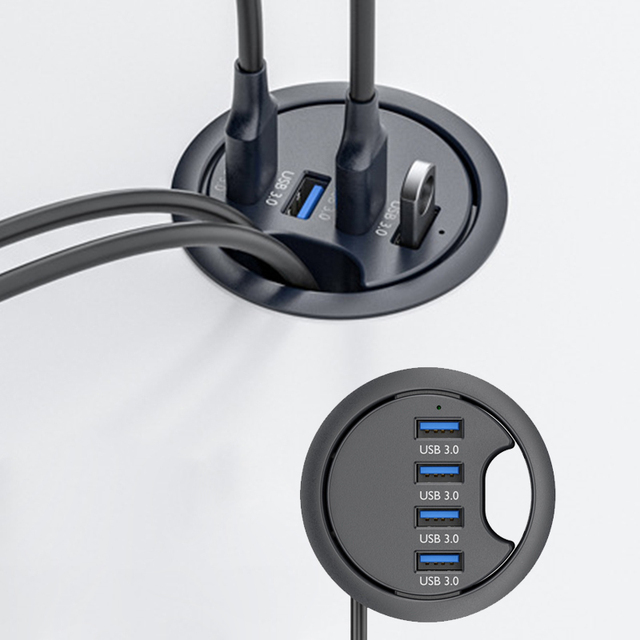 Wholesale Office Desk Expansion Desktop Laptop USB 3 .0 Por Hub With Power Supply Adapter