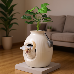 Caja de Arena Inteligente para Gatos, Electrónica, Redonda, Color Beige, Material Plástico, Eliminación de Olores - Product Image 2