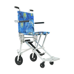 Silla de Ruedas Plegable Ligera HeMeiDe, Color Negro Azul Estrellado, Ayuda de Movilidad Manual para Viajes - Product Image 4