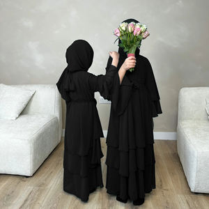 Sharut 2024 Kimono Elegante Turco Dubai all'Ingrosso, Abiti Musulmani per Donne, Ragazze e Bambini, Abaya Aperta a 3 Strati in Chiffon per Mamma e Bambini - Product Image 4