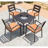 Table de Barbecue en fonte d'aluminium, chaise de salle à manger, Table ronde, pot chaud rotatif, ensemble de Barbecue