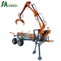 Remorque forestière pour VTT avec grue hydraulique, chargeur de bois à essence ou diesel avec grappin, remorque à bois avec grue
