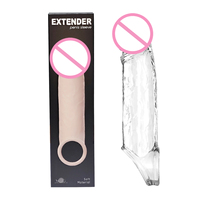 Gode en TPE à chair transparente imperméable et extensible pour hommes agrandisseur de pénis prolongateur d'extension d'éjaculation pour adultes