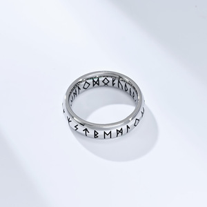 Vintage Nordic Viking Letter Titanium Steel <b>Ring</b> Unisex Antique Silver Index Finger Jewelry Gift - Product Image 4