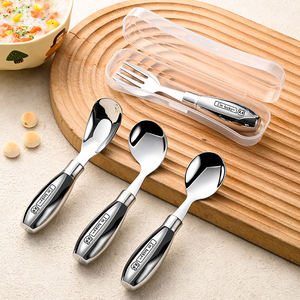 Ensemble de couverts pour enfants en acier inoxydable 304, cuillères et fourchettes, motif animal de style dessin animé, passe au lave-vaisselle, vaisselle moderne portable - Product Image 2