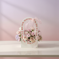 Boîte à fleurs avec poignée, boîte à fleurs en papier personnalisée avec logo imprimé en gros pour bouquet de roses, cadeaux de mariage