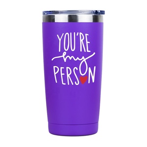 20OZ Stainless Steel Double Wall Tumbler <b>with</b> <b>Lid</b> <b>Travel</b> <b>Mug</b> Camping & Office Use Eco-Friendly Customized You're My Person - Product Image 2