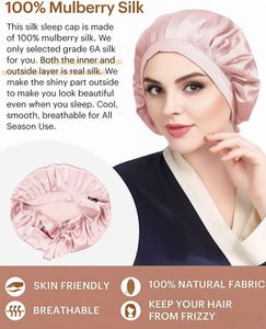 Bonnet de nuit en soie 100% naturelle de mûrier pour femme - Product Image 2