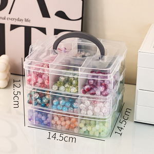 Jewelry Storage Box Multi Layer Transparent Compartmentalized With Handle For Earrings And Accessories 14.5Cm Size Plastic - Product Image 1