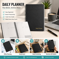 Agenda Diaria Espiral con Cubierta Negra y Detalles Dorados, Planificador de Tiempo, Lista de Tareas, Páginas Interiores, Regalo Corporativo OEM al por Mayor