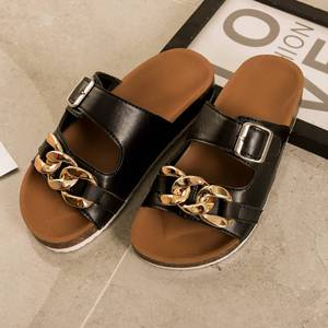Sandales à chaîne pour <span class=keywords><strong>femme</strong></span>, mules décontractées, à boutons, à deux bretelles, pantoufles de bonne qualité, bon marché, mode 2022 - Product Image 4